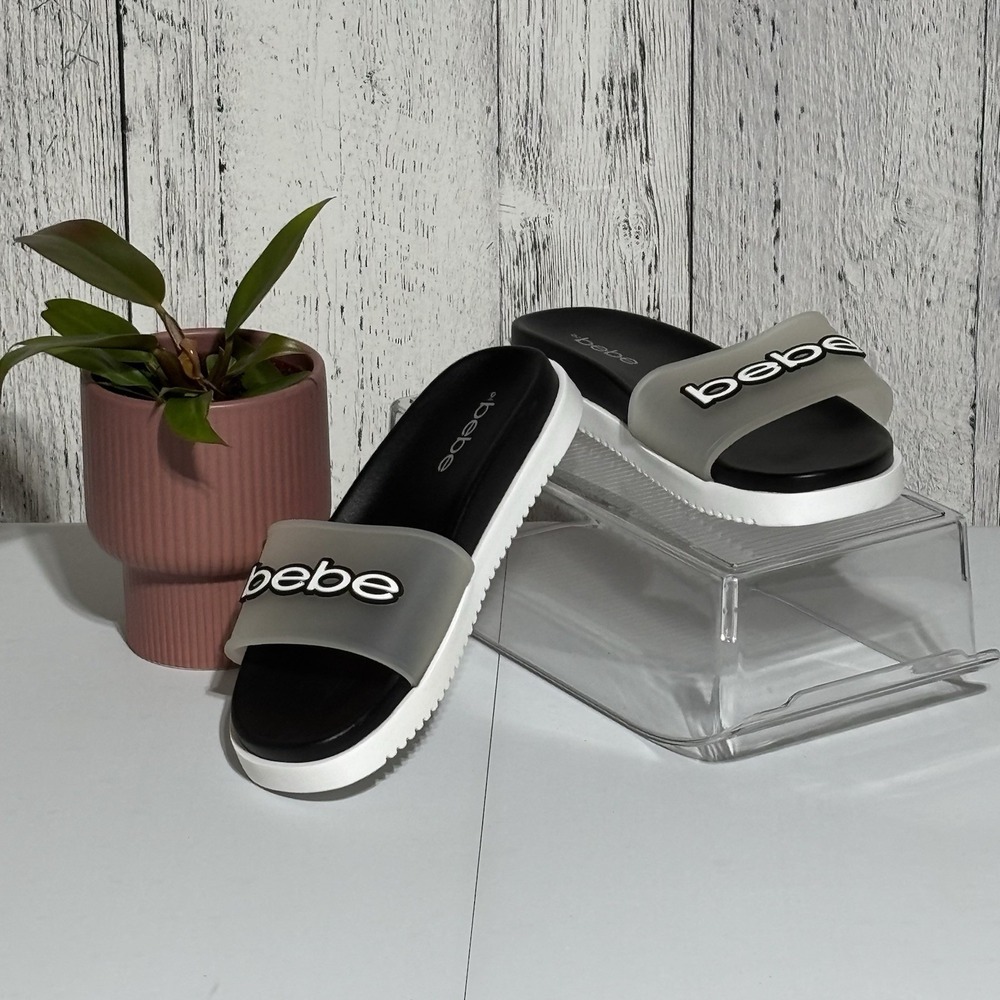 Bebe Womens White/ Black Translucent Sandals Size 9 ,pool, Beach, Casual